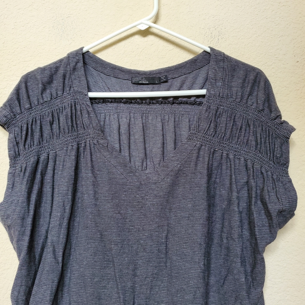 Prana Smocked Shoulders Top.  Size Large - Picture 2 of 6